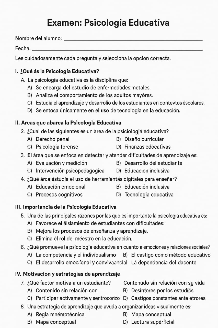 Examen final sobre todo lo visto en el curso 